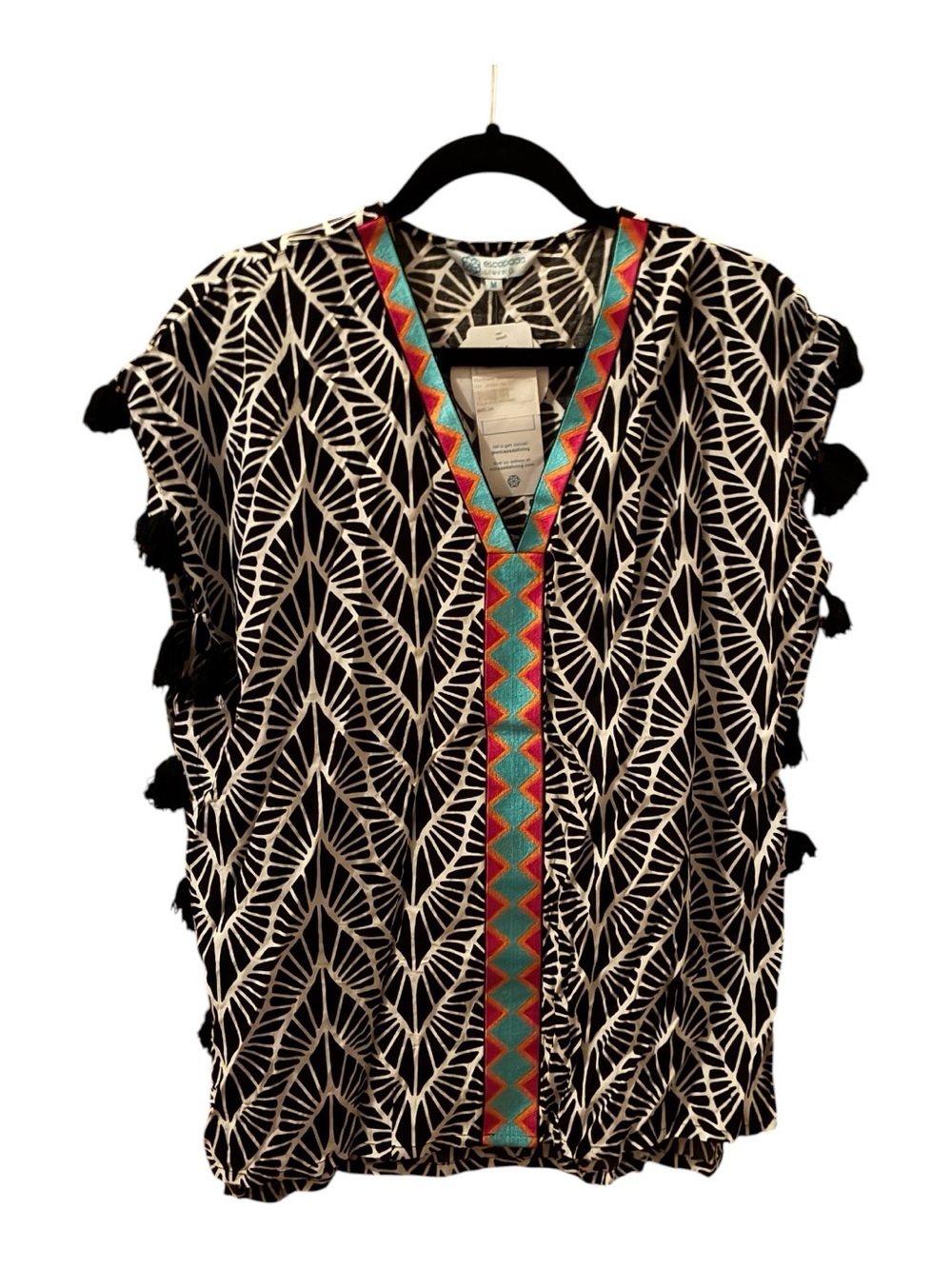 NWT ESCAPADA BLACK & WHITE GEOMETRIC PATTERNED SWIM COVERUP SIZE M